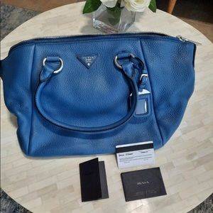 Prada Vitello Daino Bag in Cobalt Blue